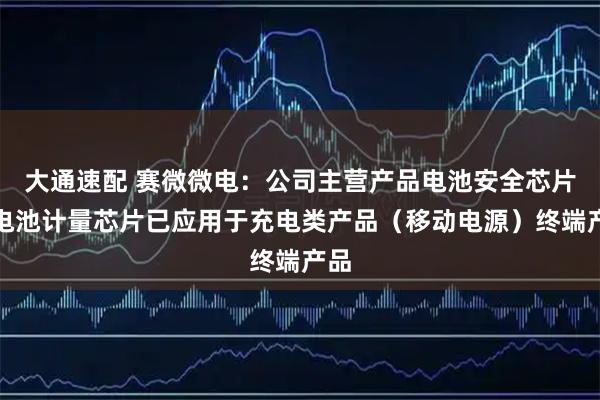 大通速配 赛微微电：公司主营产品电池安全芯片、电池计量芯片已应用于充电类产品（移动电源）终端产品